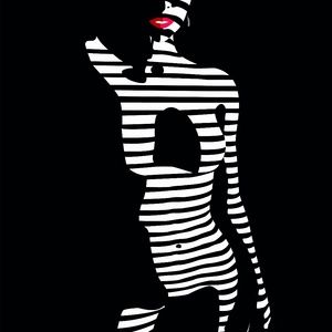 Black and white poster of nude woman with shadows